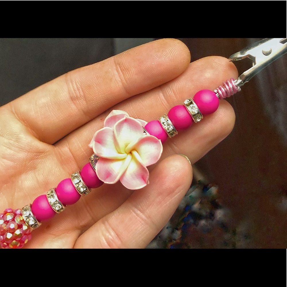 Pink Flower Roach Clip/Multipurpose Clip